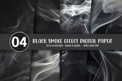 Black Smoke Effect Digital Paper Product Image 1