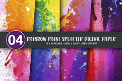 Rainbow Paint Splatter Digital Paper Product Image 1