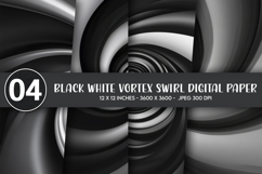 Black White Vortex Swirl Digital Paper Product Image 1