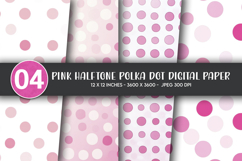 Pink Halftone Polka Dot Digital Paper Product Image 1