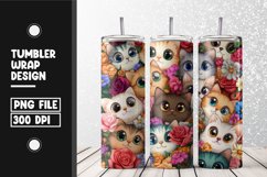 Cute cat pattern Tumbler Wrap | Sublimation | 20 oz Skinny Product Image 1