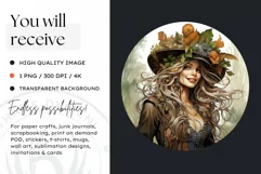 Fantasy Witches Clipart PNG for Crafts and sublimation Product Image 2