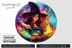 Fantasy Witches Clipart PNG for Crafts and sublimation Product Image 1