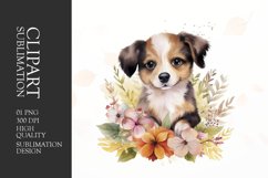 Watercolor cute dog clipart sublimation png Product Image 1