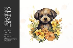 Watercolor cute dog clipart sublimation png Product Image 1