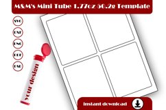 M&amp;M&#039;s Mini&#039;s Tube Label 1.77 Oz 50.2g Tube Wrapper Template Product Image 1