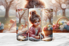 Spring Girl Sublimation PNG | 20oz Tumbler Seamless Wrap Product Image 1