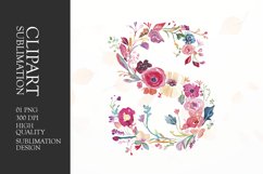 Watercolor floral letter S clipart sublimation png Product Image 1
