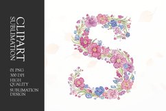 Watercolor floral letter S clipart sublimation png Product Image 1