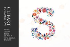 Watercolor floral letter S clipart sublimation png Product Image 1