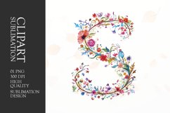 Watercolor floral letter S clipart sublimation png Product Image 1