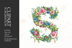 Watercolor floral letter S clipart sublimation png Product Image 1