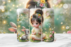 Bunny Sublimation PNG | 20oz Tumbler Seamless Wrap Product Image 1