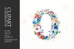 Watercolor floral letter O clipart sublimation png Product Image 1