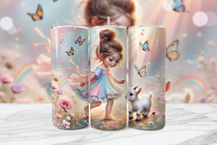 Rainbow Girl Seamless Tumbler Wrap PNG Product Image 1