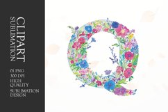 Watercolor floral letter Q clipart sublimation png Product Image 1