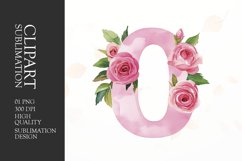 Watercolor floral number 0 clipart sublimation png Product Image 1