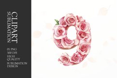 Watercolor floral number 9 clipart sublimation png Product Image 1