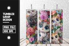Cute cat pattern Tumbler Wrap | Sublimation | 20 oz Skinny Product Image 1