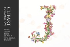 Watercolor floral letter J clipart sublimation png Product Image 1