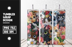Cute cat pattern Tumbler Wrap | Sublimation | 20 oz Skinny Product Image 1