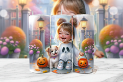 Ghost Puppy Girl Tumbler Wrap PNG Product Image 1