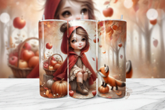 Autumn Pumpkin Fox Girl Tumbler Wrap PNG Product Image 1