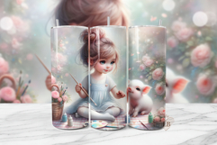 Cute Piglet Sublimation PNG | Girl Painting with Farm Animal Product Image 1