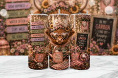 Gardening Highland Cow Tumbler Wrap PNG Product Image 1