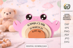 New Baby Gift Laser Cut. Baby Birth Stats Decor SVG Product Image 1