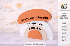 New Baby Gift Laser Cut. Baby Birth Stats Decor SVG Product Image 1