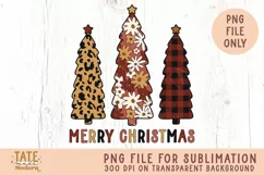 Merry Christmas Trees PNG for sublimation - retro Christmas Product Image 1