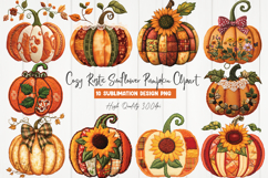 Cozy Rustic Sunflower Pumpkin Clipart Product Image 1