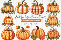 Plaid Bow Autumn Pumpkin Clipart Product Image 1