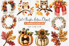 Owl &amp; Pumpkin Autumn Clipart Product Image 1