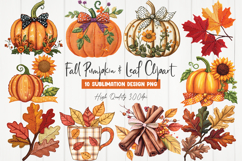 Fall Pumpkin &amp; Leaf Clipart Product Image 1