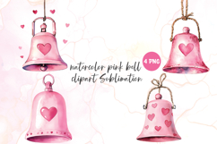 Watercolor pink bell clipart sublimation Product Image 1
