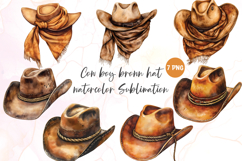 Cow boy brown hat watercolor Sublimation Product Image 1