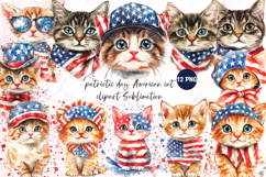 Patriotic day American cat clipart sublimation Product Image 1