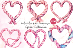 Watercolor pink heart rope clipart sublimation Product Image 1