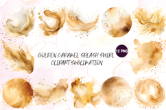 Golden Caramel Splash Swirl Clipart Sublimation Product Image 1