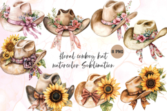 Floral cowboy hat watercolor Sublimation Product Image 1