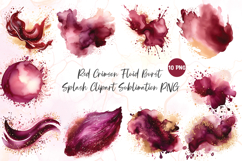Red Crimson Fluid Burst Splash Clipart Sublimation PNG Product Image 1