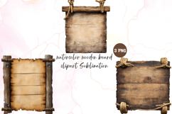 Watercolor wooden board clipart sublimation Product Image 1
