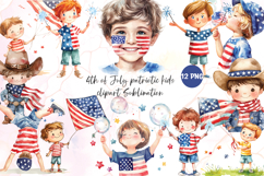 4th of July patriotic kids clipart sublimation Product Image 1