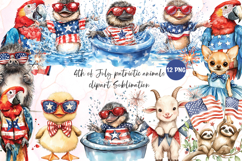 4th of July patriotic animals clipart sublimation Product Image 1