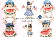 4th of July watercolor rabbit clipart sublimation Product Image 1