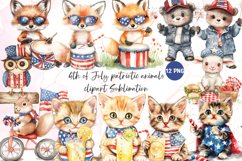 4th of July patriotic animals clipart sublimation Product Image 1