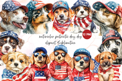 Watercolor patriotic day dog clipart sublimation Product Image 1