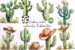 Cowboy cactus watercolor Sublimation Product Image 1